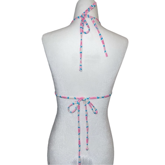 FRANKIES BIKINIS. 'WILDFLOWER' TRIANGLE BIKINI TOP. PINK,WHITE,BLUE. SZ MEDIUM. - Picture 2 of 4